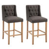 BARHOCKER 2er Set Stoff dunkelgrau - Dunkelgrau/Naturfarben, Holz/Textil (56/111/51cm) - CLP