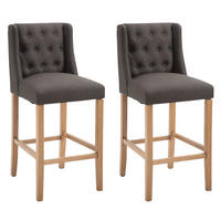 BARHOCKER 2er Set Stoff dunkelgrau - Dunkelgrau/Naturfarben, Holz/Textil (56/111/51cm) - CLP