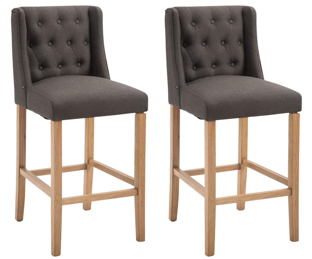 BARHOCKER 2er Set Stoff dunkelgrau - Dunkelgrau/Naturfarben, Holz/Textil (56/111/51cm) - CLP