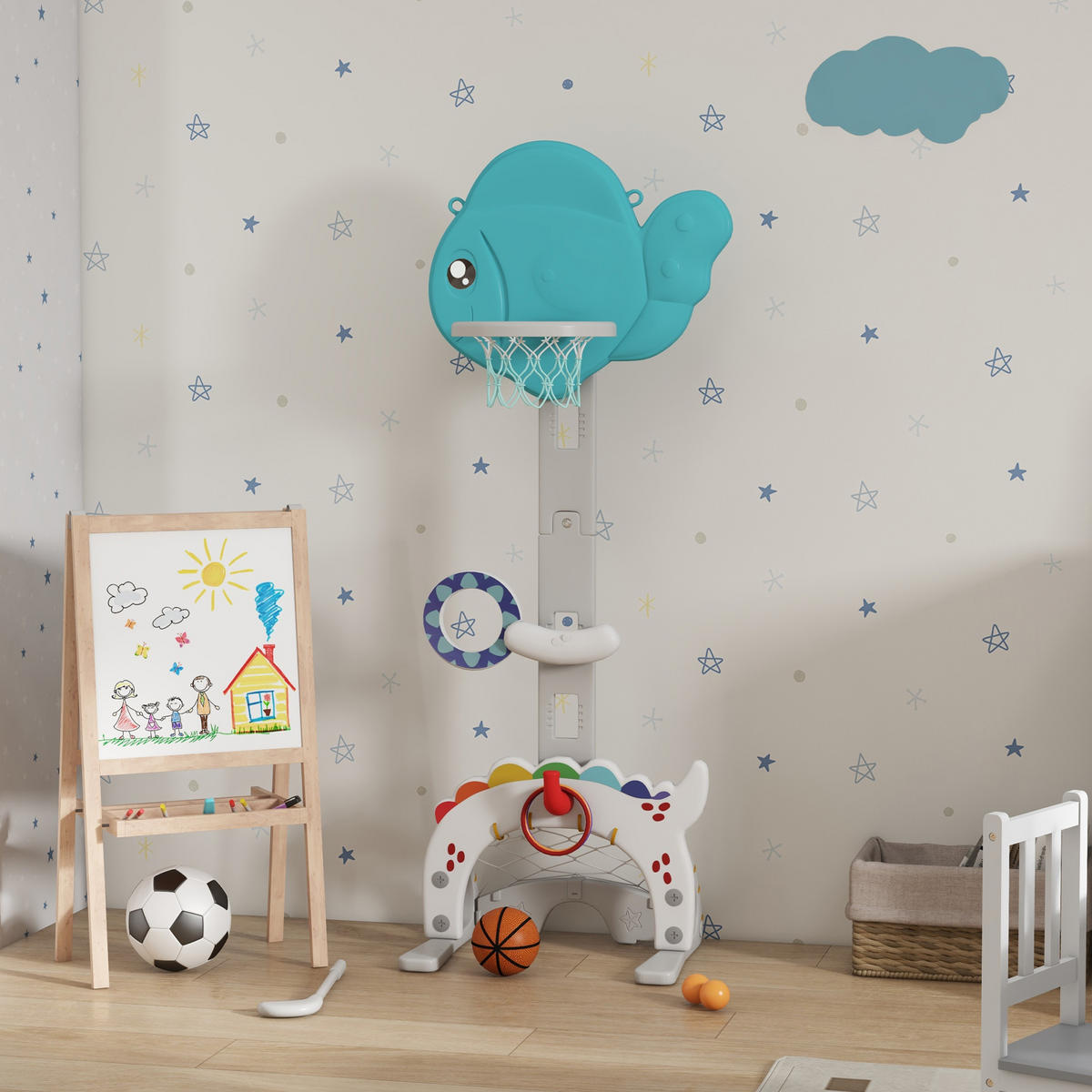 BASKETBALLKORB DE-18391 Blau/Grau - Multicolor, Kunststoff (46/51cm) - ComfortXL