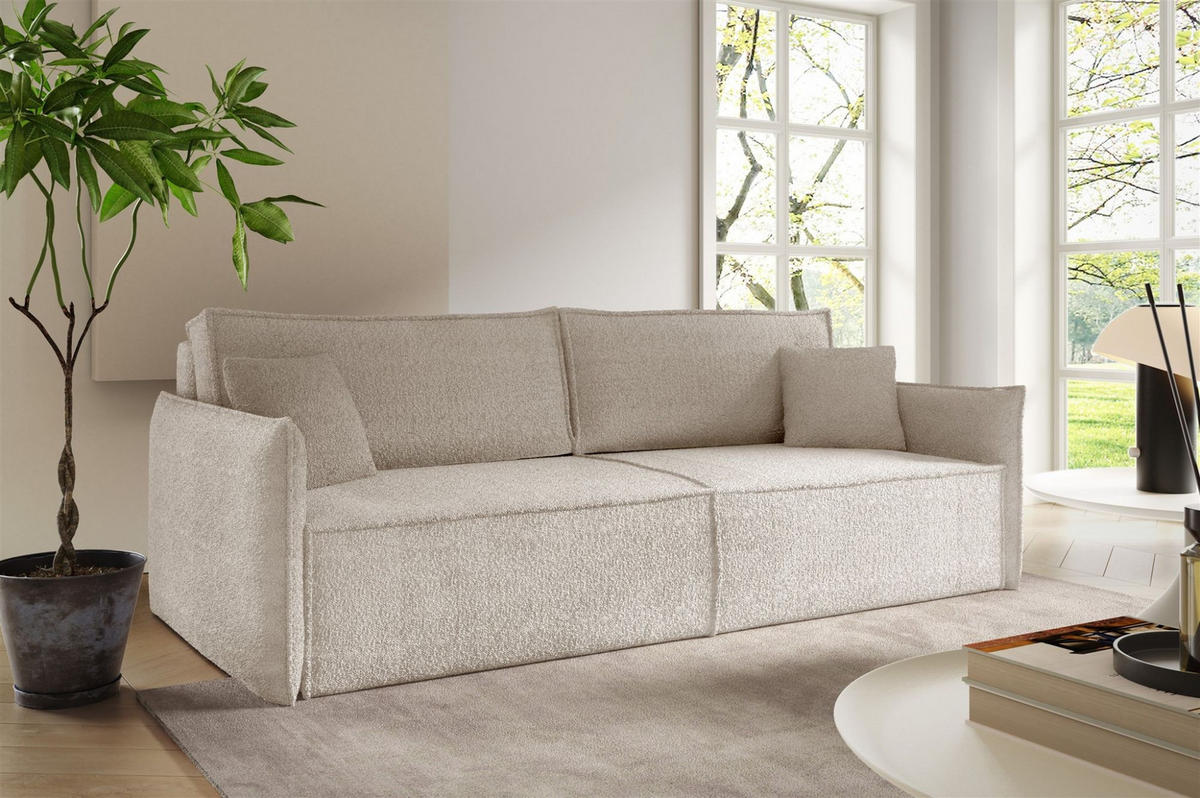 SCHLAFSOFA Lagos - Sandfarben, Holzwerkstoff/Textil (221/70/105cm) - Fun Möbel