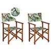 GARTENSTUHL 2er-Set Akazienholz dunkelbraun Auflagen grau/bunt Tukanmotiv Cine - Dunkelbraun/Multicolor, Holz (50/91/50cm) - Beliani