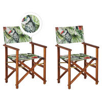GARTENSTUHL 2er-Set Akazienholz dunkelbraun Auflagen cremeweiß/bunt Cine - Dunkelbraun/Multicolor, Holz (50/91/50cm) - Beliani