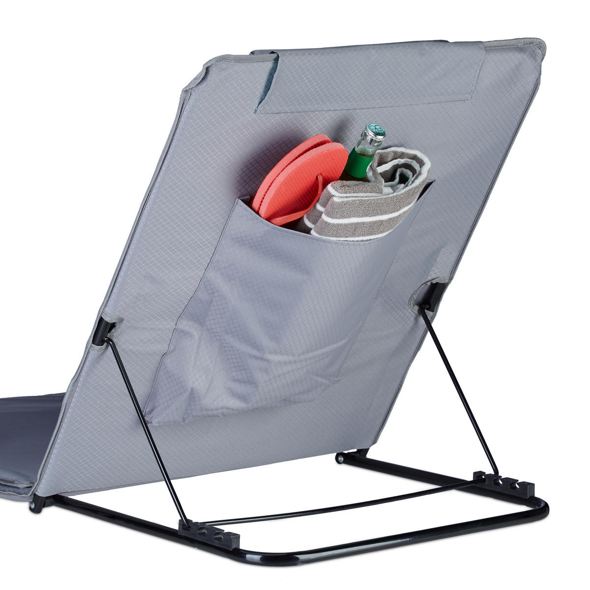 STRANDMATTE - Grau, Textil/Metall (60/63/195cm) - Relaxdays