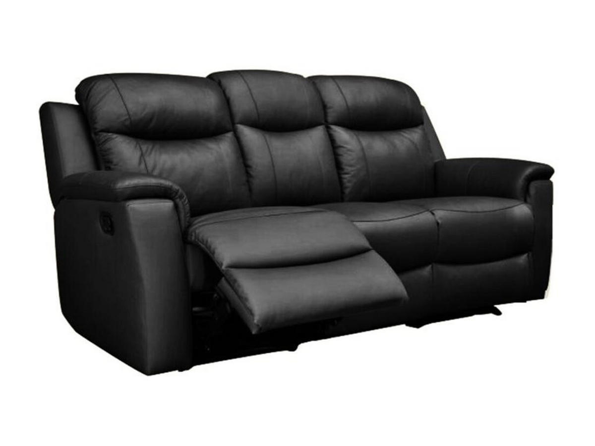 RELAXSOFA Leder 3-Sitzer - Schwarz - EVASION - Schwarz, Leder (96/100/205cm) - Vente-Unique