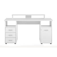 SCHREIBTISCH Fox Large 86x150x70 cm mit Flügeltür & Monitorständer Weiß - Weiß, Holz (70/150/86cm) - PROREGAL