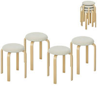 POLSTERHOCKER 4er-Set, stapelbar, Cremeweiß - Creme, Holzwerkstoff (40/45/40cm) - furnicato