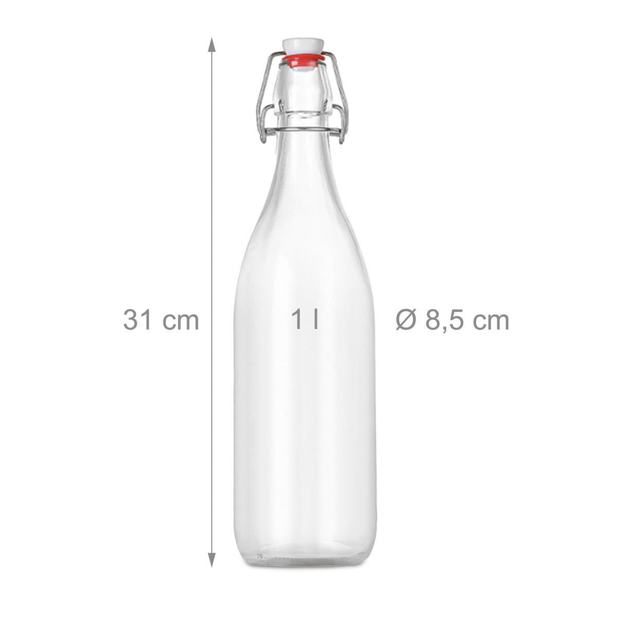 6XFLASCHE - Transparent, Glas/Kunststoff (8.5/31/8.5cm) - Relaxdays