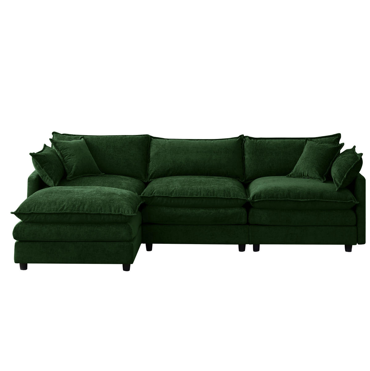 ECKSOFA 267/154/85 cm grün aus Chenille mit Hocker und modularem Design - Grün, Textil (154/267cm) - OKWISH