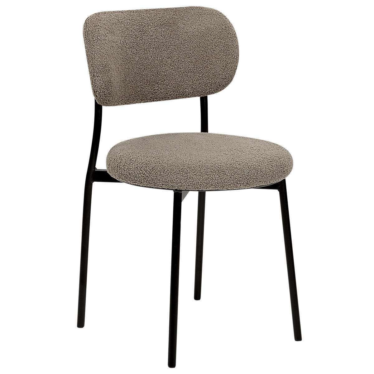 ESSZIMMERSTUHL 2er-Set Bouclé taupe/schwarz Casey - Beige/Schwarz, Textil (43/76/44cm) - Beliani