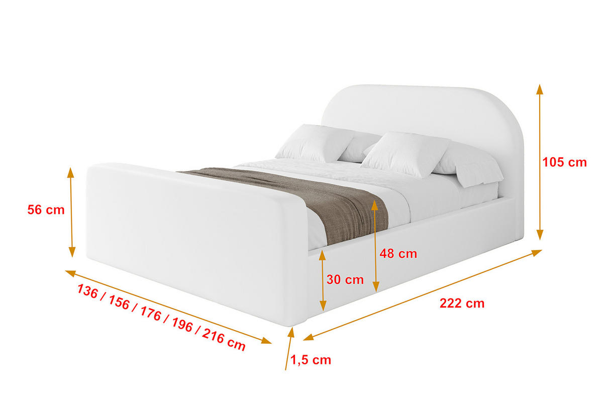 POLSTERBETT mit Bettkasten, Fußteil und Lattenrost, Boxbett mit Matratze H3/H4 - TIVON-Z 180x200 Weiß Kunstleder - Weiß Hochglanz, Holzwerkstoff/Textil (180/200cm) - ALTDECOR