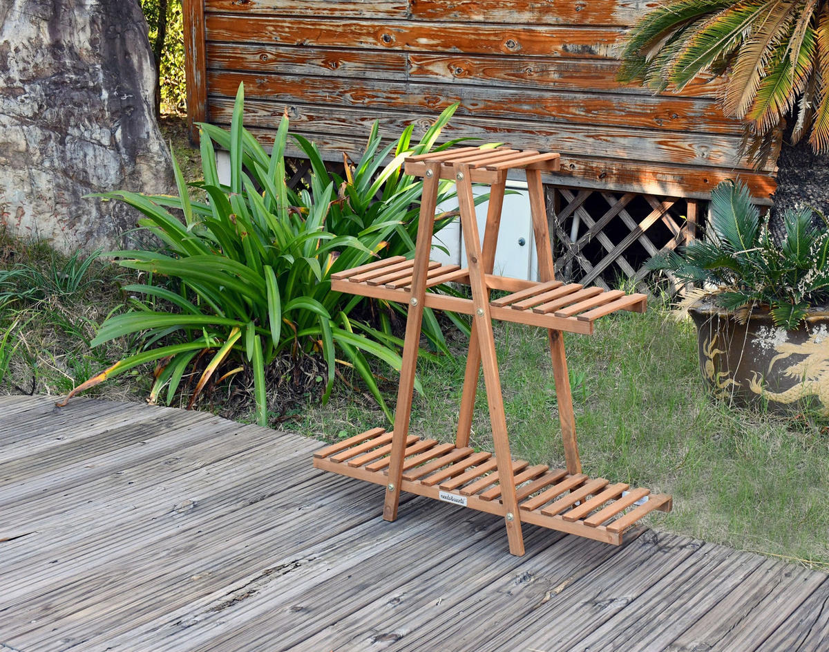 PFLANZENSTÄNDER aus Holz wetterfest für Balkon & Garten - Braun, Holz (83/83/28cm) - needs&wants