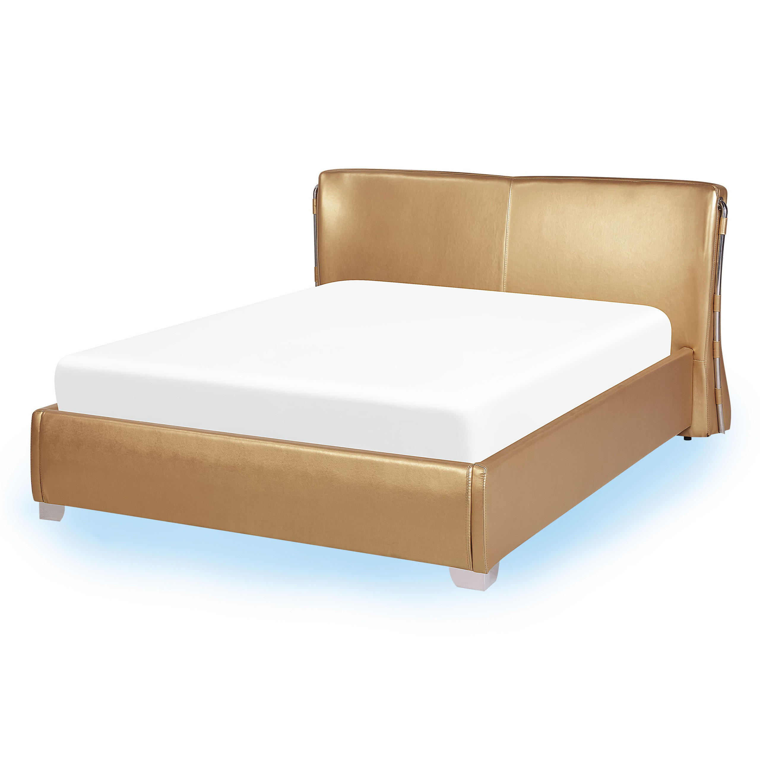 LEDERBETT 140/200cm Gold Paris - Goldfarben, Leder (140/200cm) - Beliani