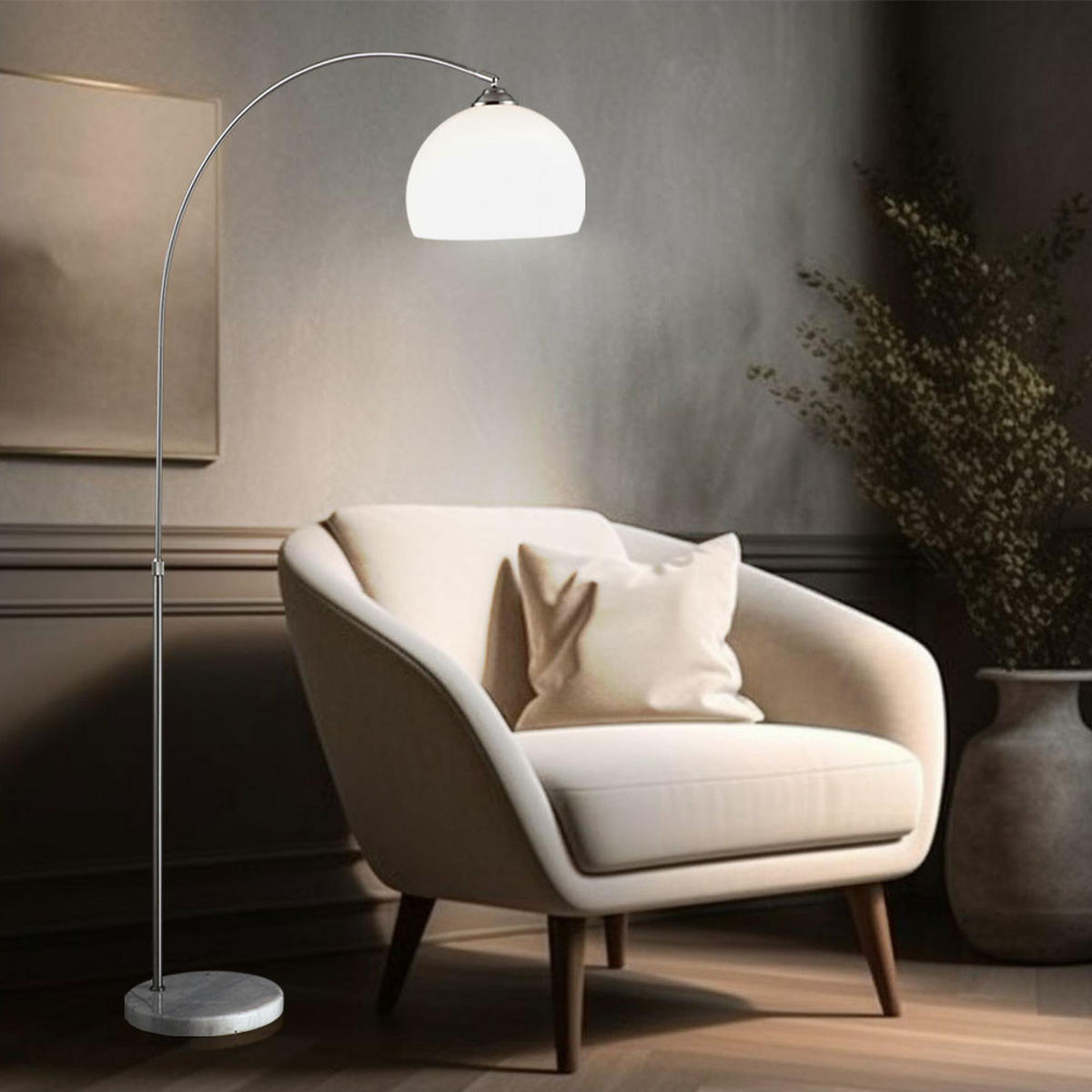 LED STEHLEUCHTE NEWCASTLE Silber Metall - Silberfarben, Metall (92/30/196cm) - Globo Lighting