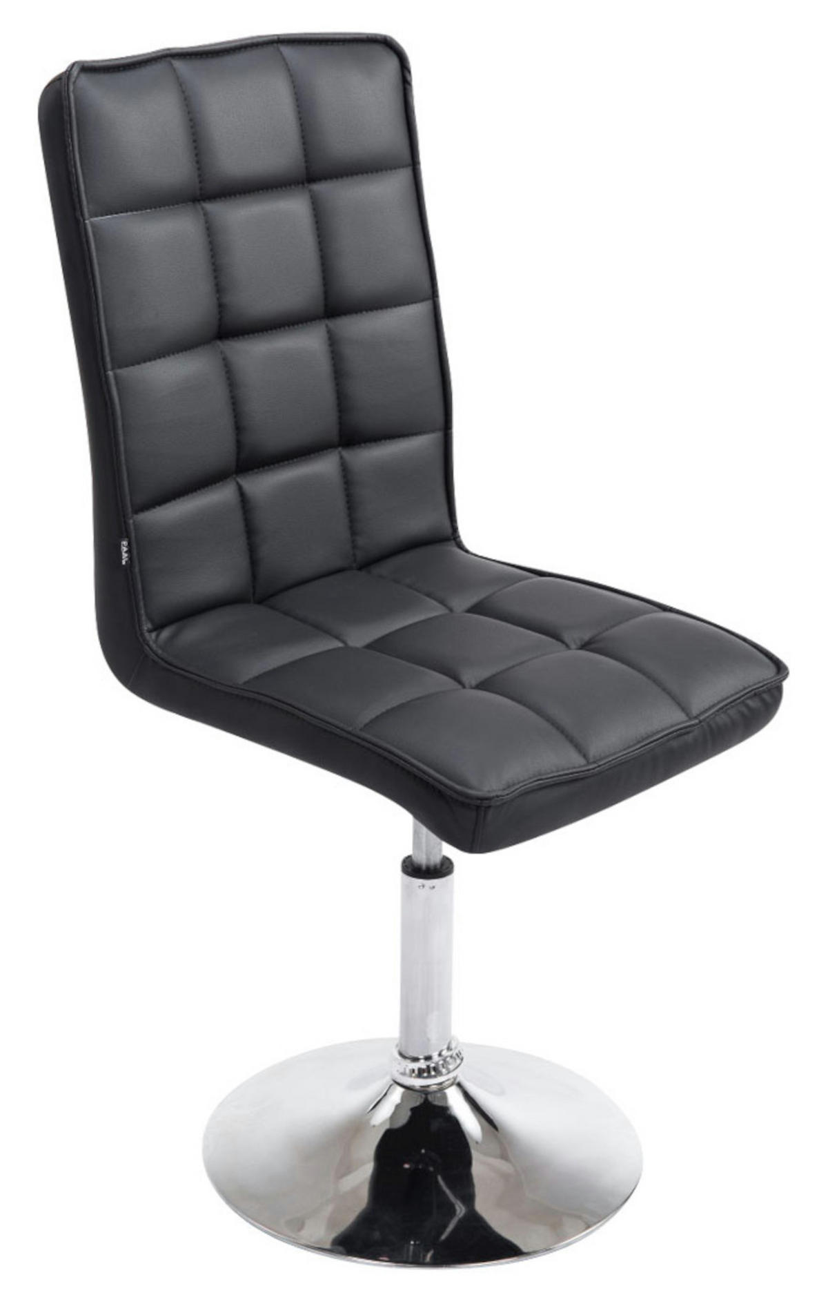 DREHSTUHL Lederlook schwarz - Chromfarben/Schwarz, Textil/Metall (43/90/59cm) - CLP