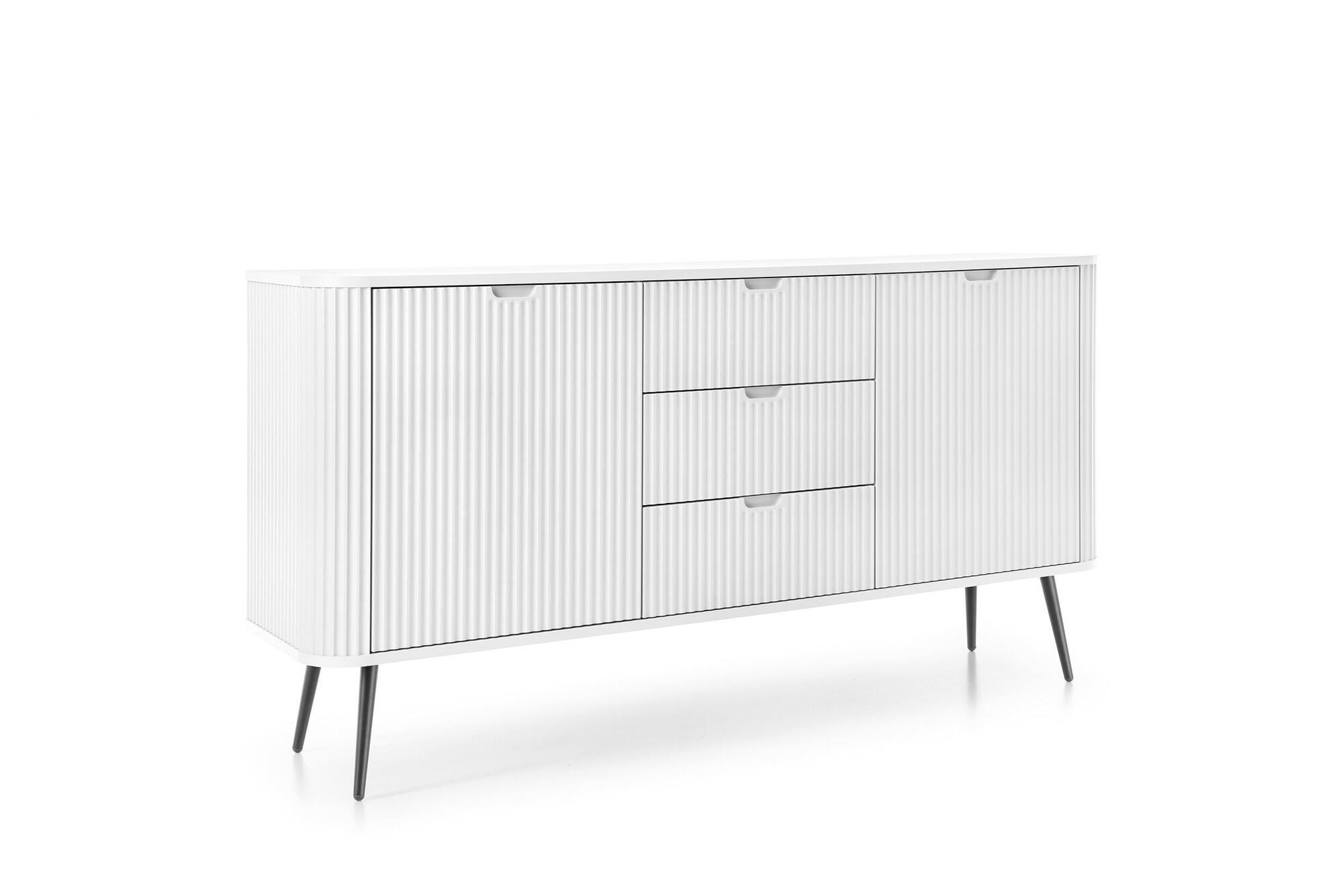 SIDEBOARD ZOVA Weiß, Schwarz 168x39x87 cm - Schwarz/Weiß, Holzwerkstoff (168/87/39cm) - FURNLUX