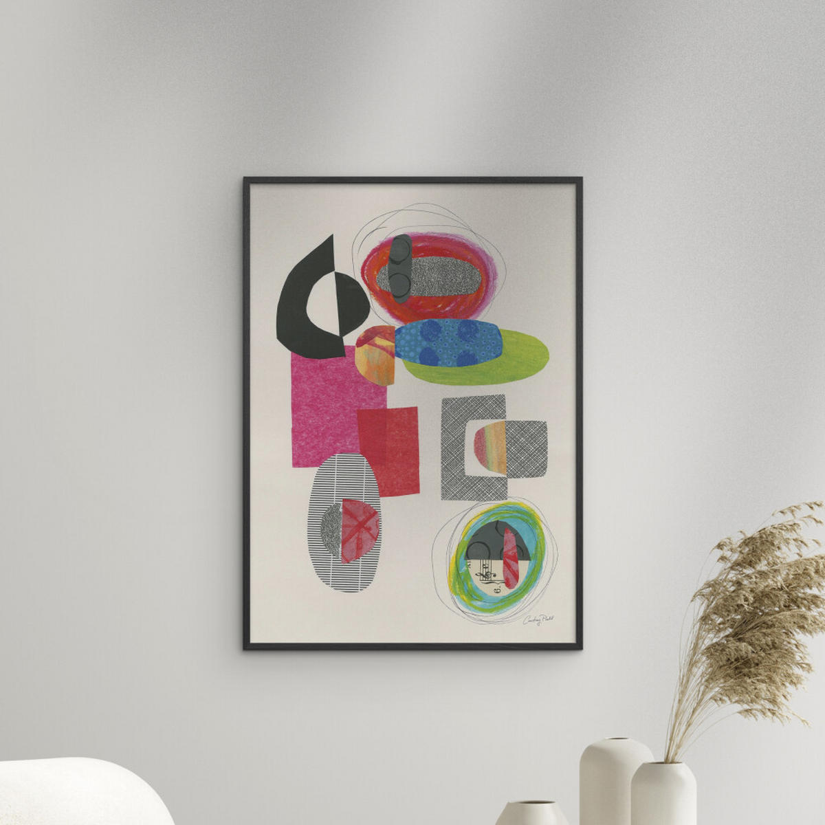 POSTER mit Rahmen Wild Apple - Copy of Geometric Collage - Multicolor/Schwarz, Holz/Papier (50/70cm) - Poster&Frame