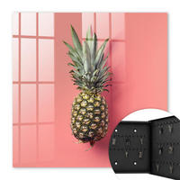 SCHLÜSSELBOX Schwarz 30x30 cm- Türöffnung nach rechts - Exotische Ananas - Pink, Metall (30/30/5cm) - TULUP