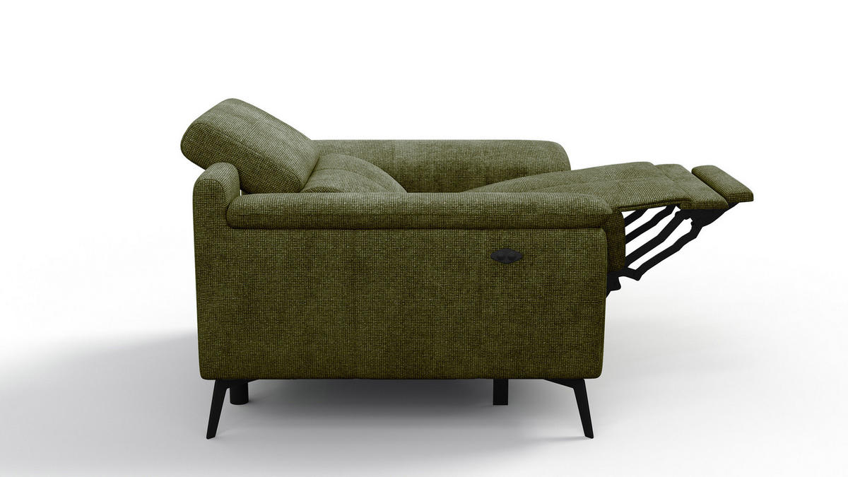 SESSEL FIERO mit Relaxfunktion, olivgrün - Schwarz/Olivgrün, Holzwerkstoff/Textil (114/82/103cm) - Courtois Laville