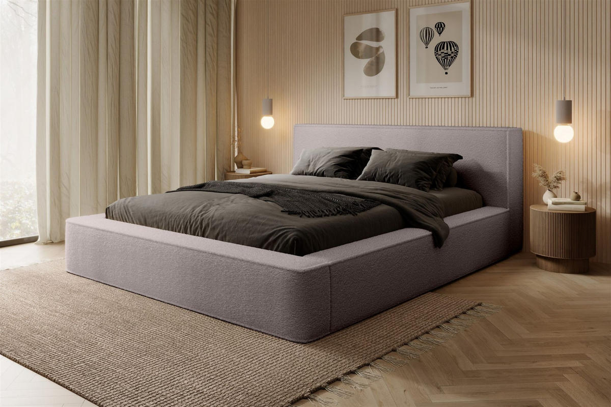 POLSTERBETT Omaha In Euphoria - Beige, Holzwerkstoff/Textil (140/200cm) - Fun Möbel