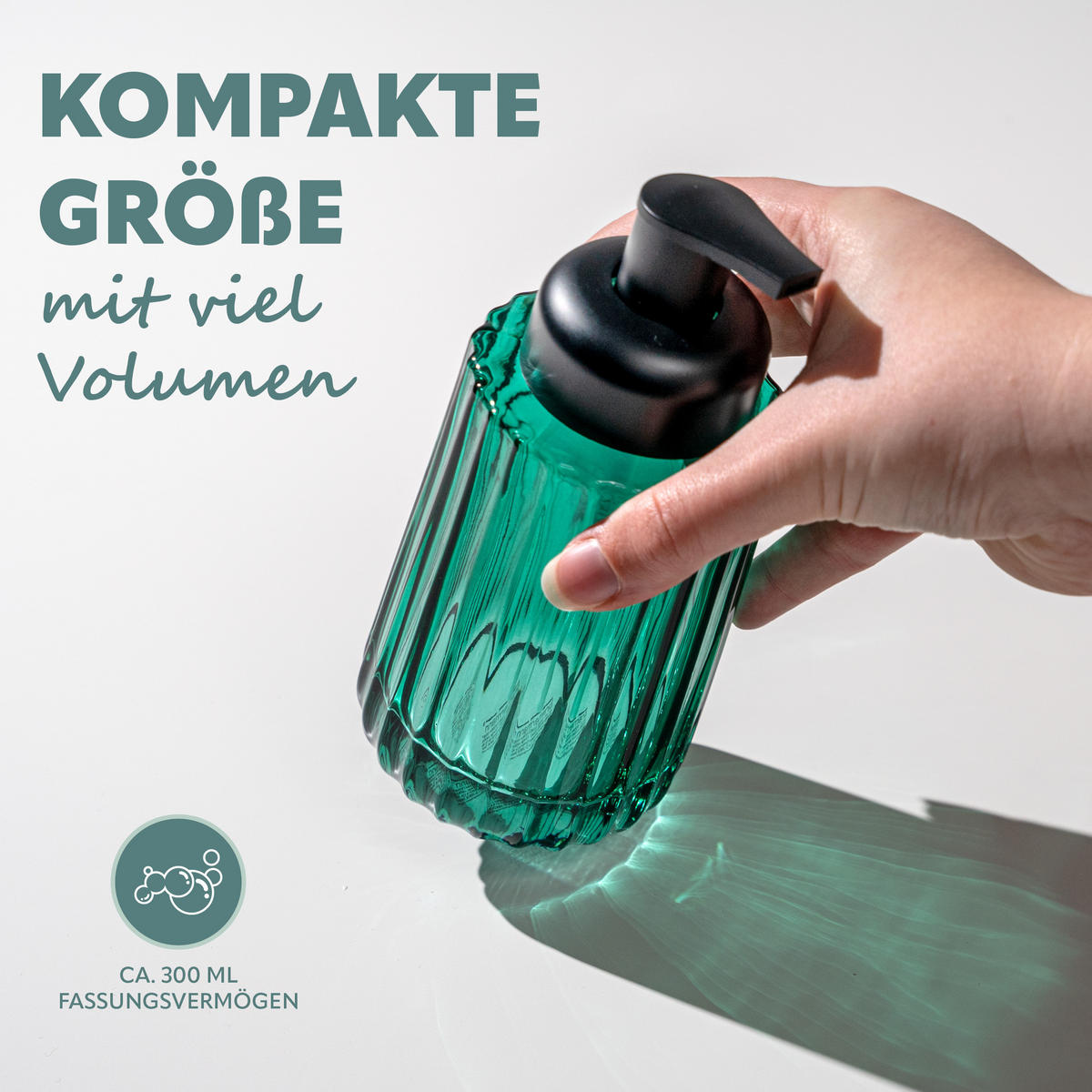 SEIFENSPENDER, grün - Grün, Glas (7.5/17/7.5cm) - bremermann
