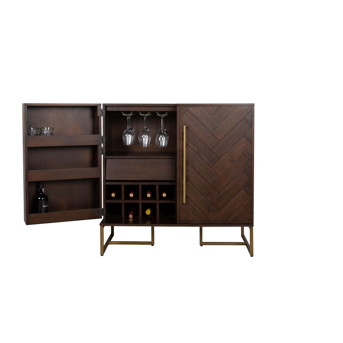 WEINSCHRANK Class Akazienholz Dunkelbraun - Braun, Holz (100/100/50cm) - Dutchbone