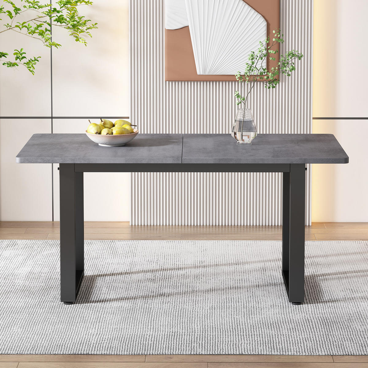 ESSTISCH 140/70/75 cm Schwarz Grau im Industriestil aus Spanplatte mit Metallgestell - Schwarz, Holzwerkstoff (140/70/75cm) - OKWISH
