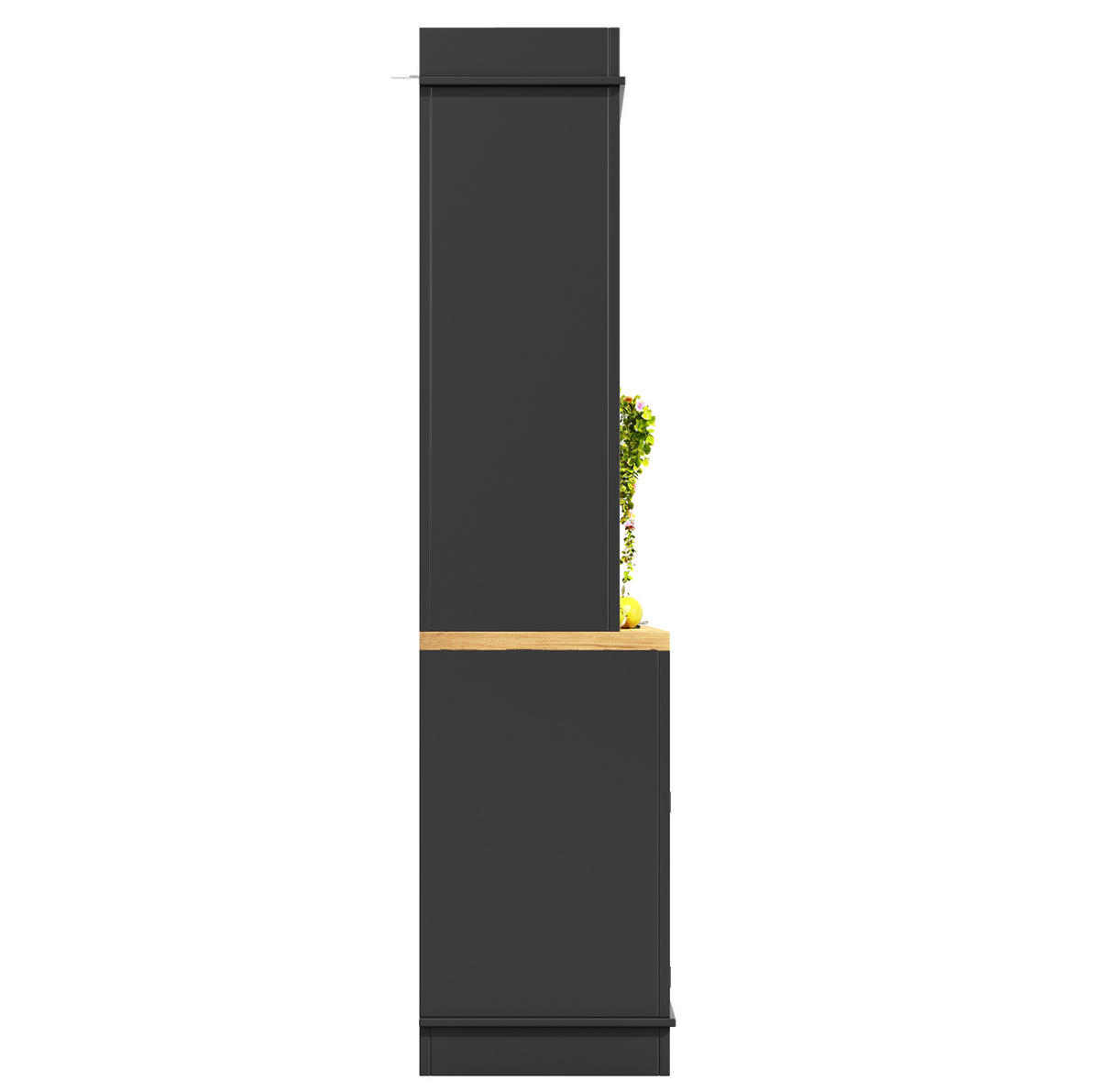 BUFFET 107/43/184 cm in Schwarz mit LED-Beleuchtung und viel Stauraum - Schwarz, Holzwerkstoff (107/184/43cm) - Flora Grace