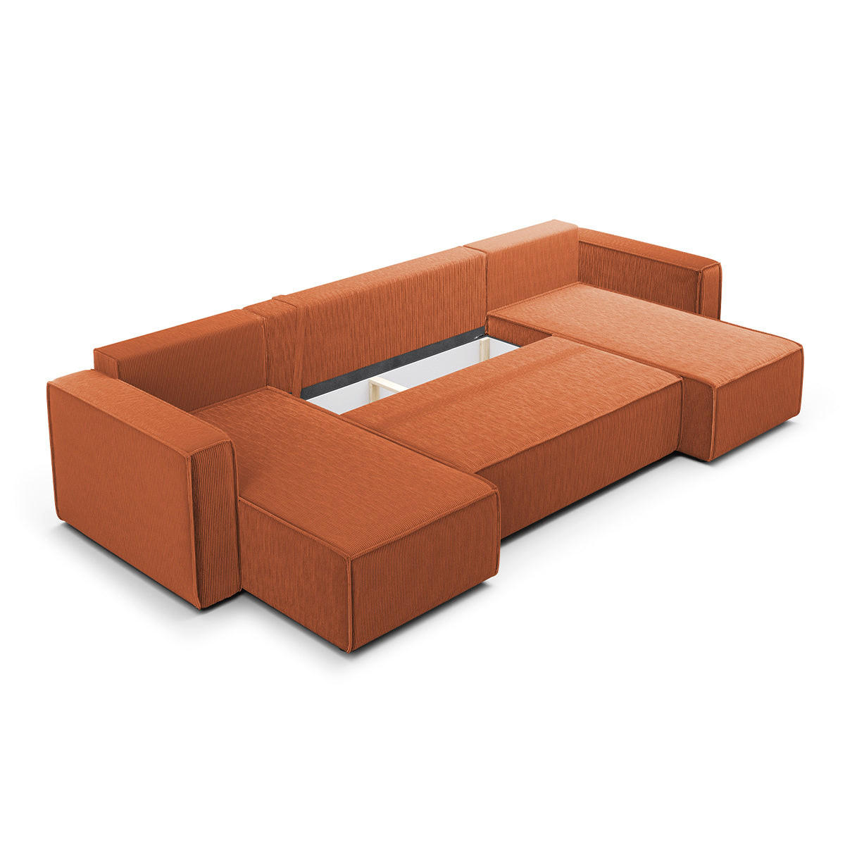 PANORAMASOFA Ezekiel 5 Sitzplätze Orange - Orange, Holz (309/73/145cm) - Petits-meubles