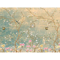 FOTOTAPETE Blumen und Vögel 350 x 270 cm - Grün, Papier (350/270cm) - Sanders & Sanders