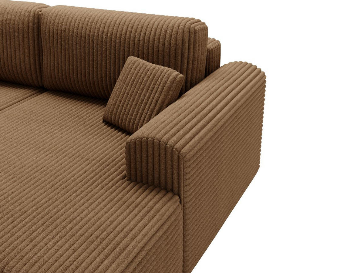 ECKSOFA Belvio Braun Rechts - Schwarz/Braun, Holz/Textil (257/177cm) - Graingold