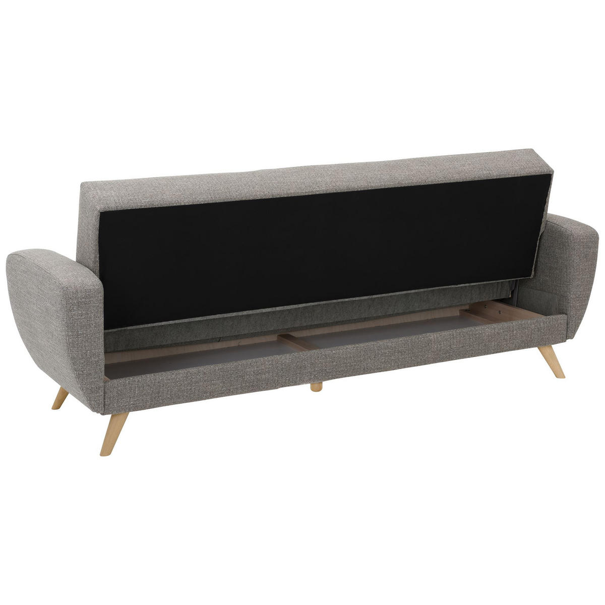 SOFA 3-Sitzer mit Bettfunktion Kazdoia Flachgewebe grau - Grau, Kunststoff (230/85/82cm) - 58aufmkessel