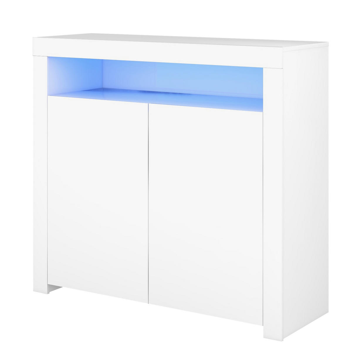 SIDEBOARD 108/40/92 cm weiß aus MDF mit LED-Beleuchtung und Hochglanzfront - Weiß, Holzwerkstoff (108/92/40cm) - OKWISH