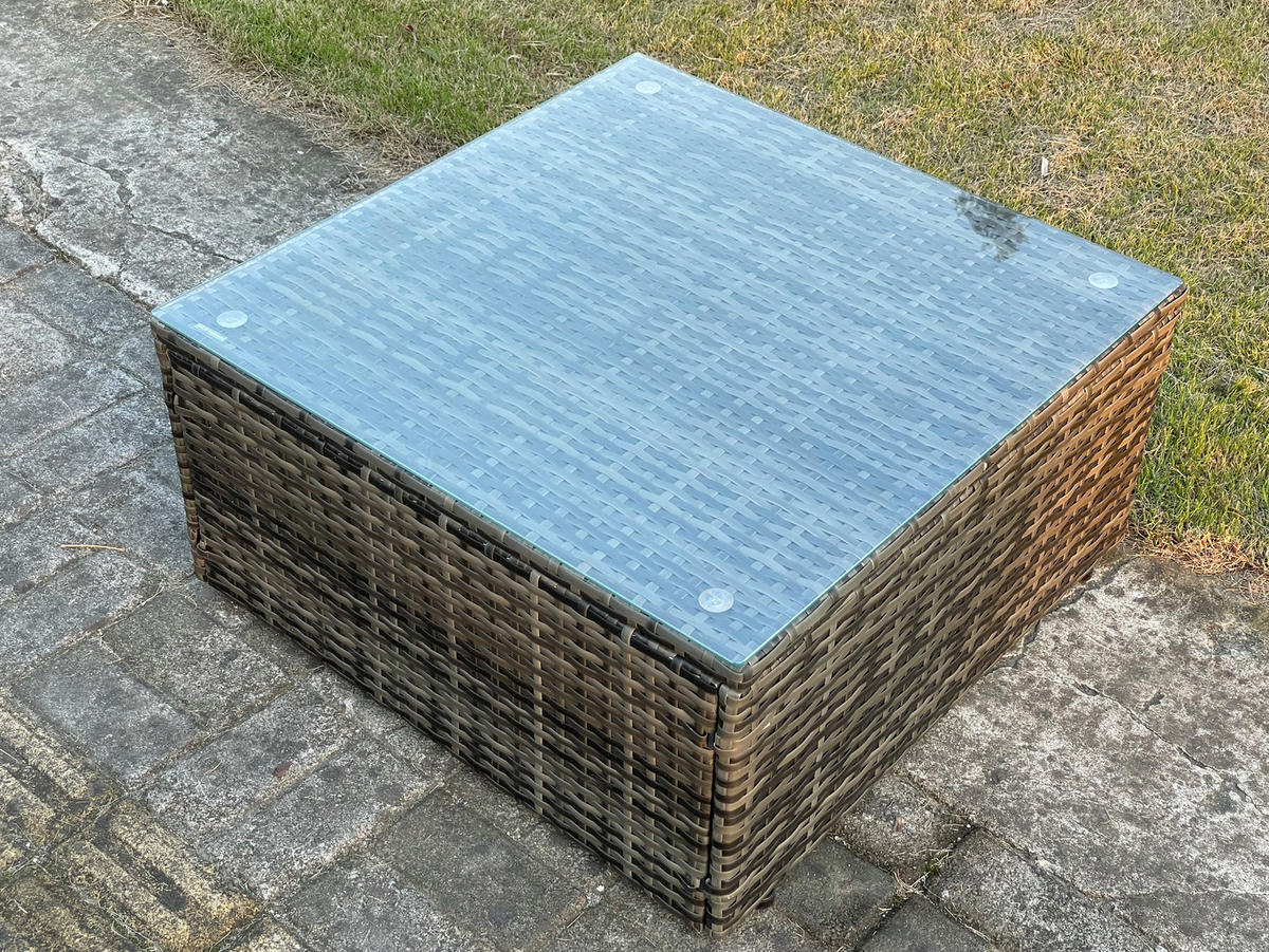 GARTENTISCHGRUPPE Polyrattan 10-Sitzer - Dunkelgrau, Metall - Fimous