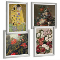 BILDER SET 4er Set - 50x50 cm & 40x60 cm Silberner Rahmen - Blumen des Baumes (Gemälde von Klimt) - Silberfarben, Kunststoff (50/50cm) - TULUP