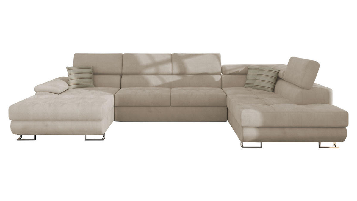 WOHNLANDSCHAFT Cotere Bis, Seite: Rechts - Creme, Holz (345/91/202cm) - MIRJAN24