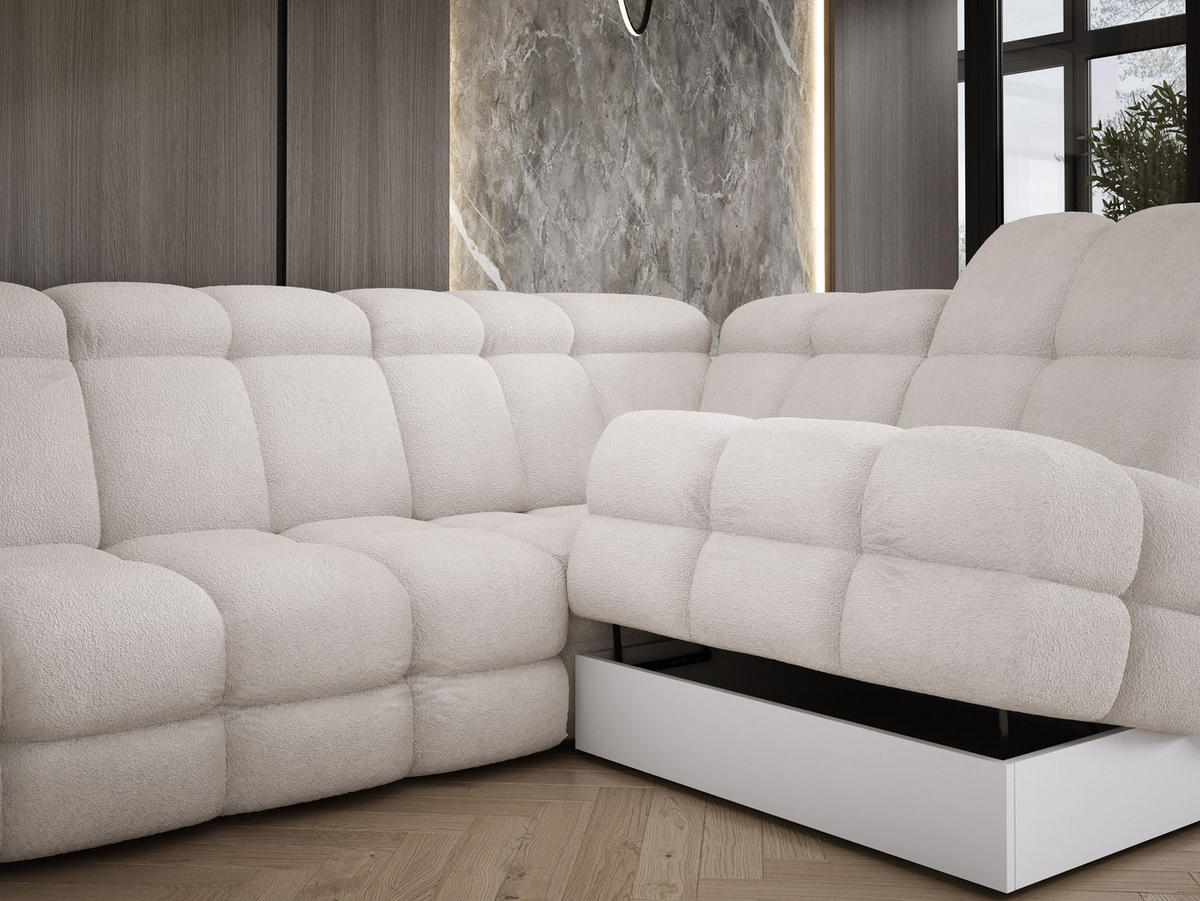 ECKSOFA TOLLO Anthology-stoff L-form 302x217x105 cm weiss - Kaschmir, Holz/Textil (217/302cm) - DomoHome