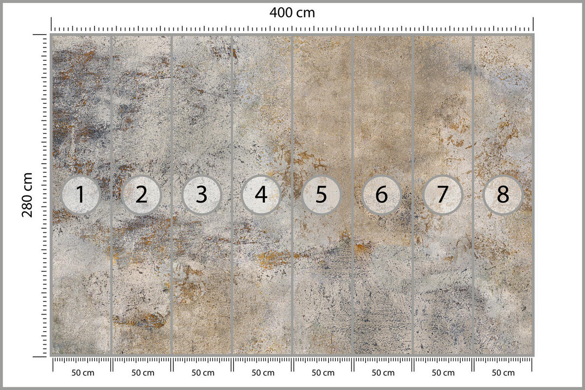 FOTOTAPETE für Wohnzimmer Grau Rost Beton Abstraktion 400x280 - Beige/Orange, Papier (400/280cm) - Muralo