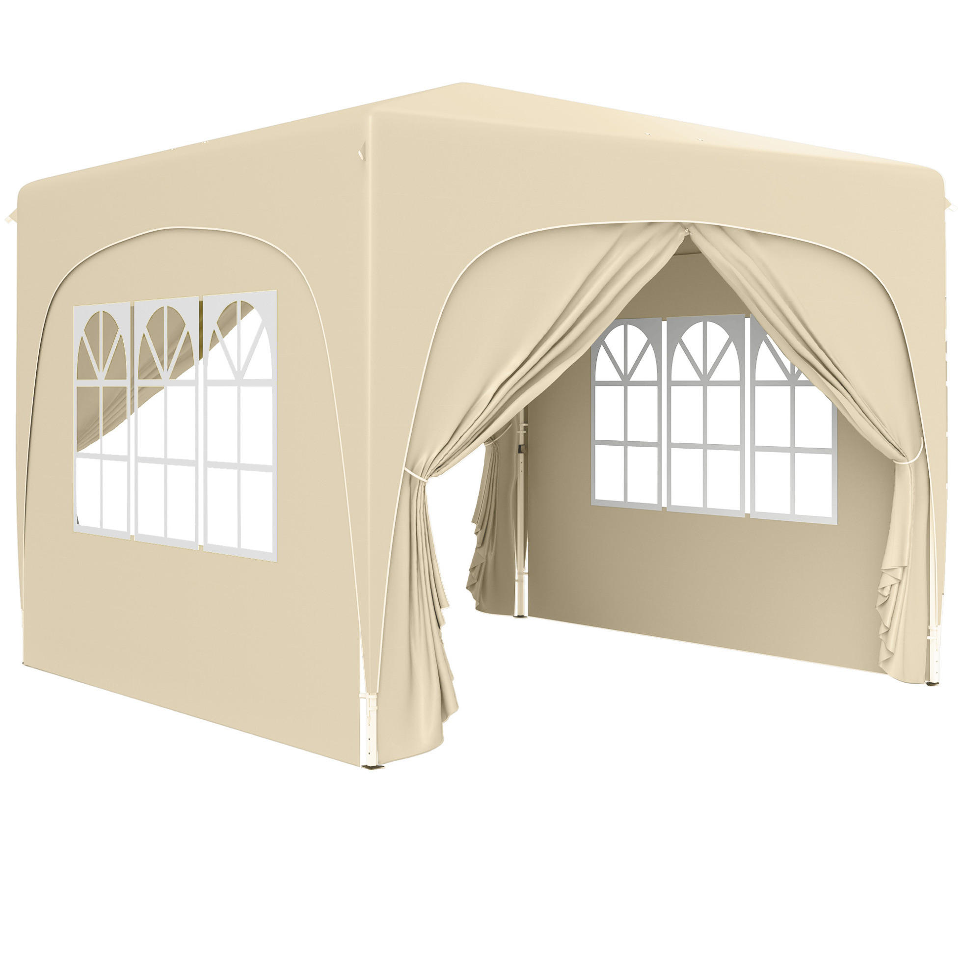 FALTPAVILLON 300/300/273 cm mit 4 Seitenteilen, UV-Schutz und höhenverstellbarem Gestell, Sand - Beige, Textil (300/273/300cm) - Redom