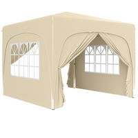 FALTPAVILLON 300/300/273 cm mit 4 Seitenteilen, UV-Schutz und höhenverstellbarem Gestell, Sand - Beige, Textil (300/273/300cm) - Redom