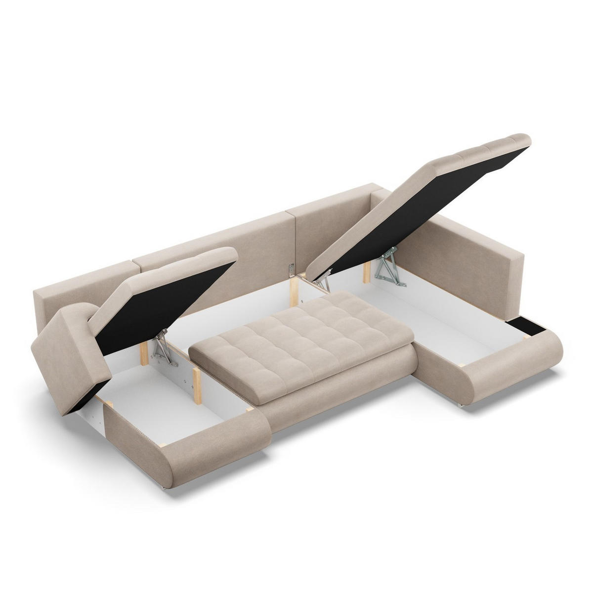U-SOFA MIT SCHLAFFUNKTION FORESTA, Beige - Beige, Textil (300/89/200cm)