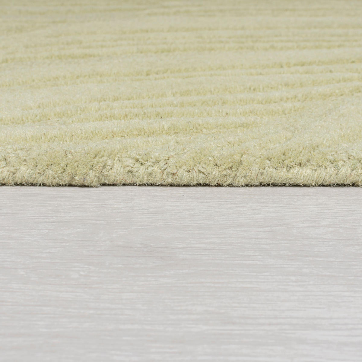 WOLLTEPPICH Blatt-Design, handgetuftet LEVEN LEE, Grün-Beige 160x160 cm - Grün, Textil (160/160cm) - KADIMA DESIGN