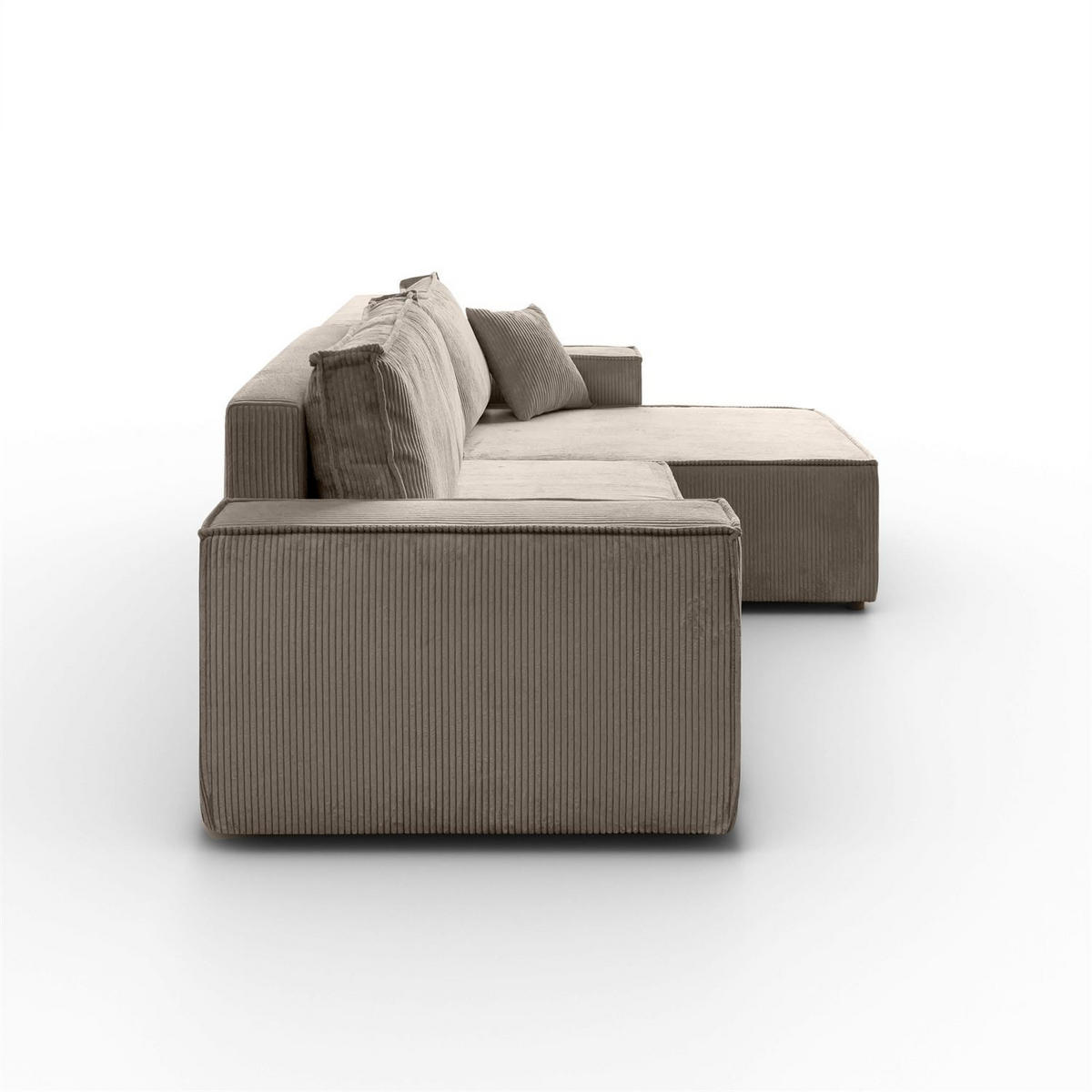 ECKSOFA Gepolstertes CARLO XL Cord mit Schlaffunktion und Bettkasten, Poso 02 - Beige, Textil (277/143cm) - Lookway