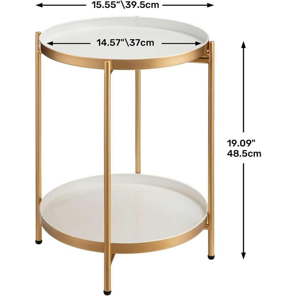 BEISTELLTISCH rund Metall Gold 37 x 48.5 cm - Goldfarben, Metall (37/37/50cm)