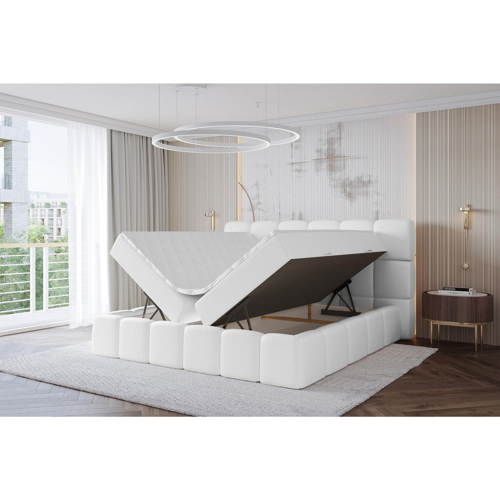 Thumbnail - Altdecor Boxbett, Weiß, Holzwerkstoff, H4, Höhe ca. 20 cm, 200x200 cm, Schlafzimmer, Betten, Boxspringbetten