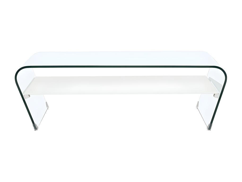 COUCHTISCH mit Ablage - mit Ablage - Weiß - KELLY - Transparent, Glas (120/60/37cm) - Vente-Unique