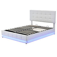 POLSTERBETT Toulouse 140x200 cm, Weiß, mit LED Beleuchtung - Weiß, Textil/Metall (140/200cm)