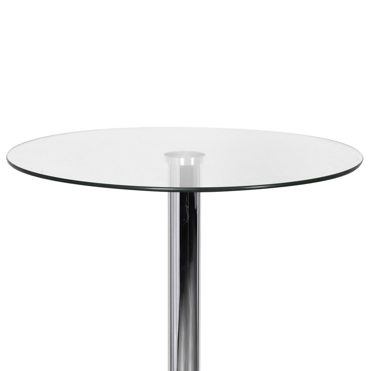 STEHTISCH – Ø 60 cm, Sicherheitsglas, Drehfunktion, Trompetenfuß, Chrom - Silberfarben, Glas/Metall (60/105/60cm) - KADIMA DESIGN
