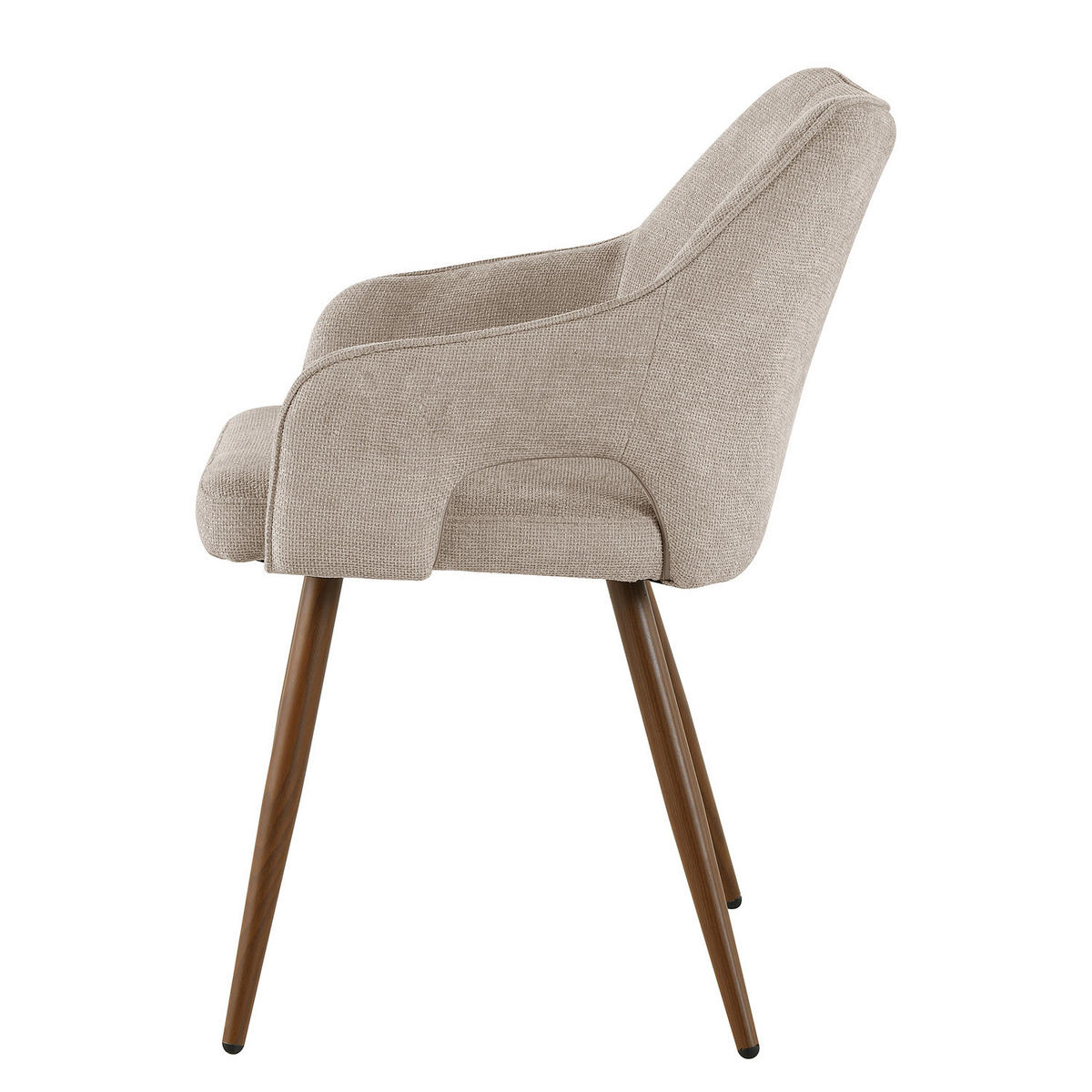 ARMLEHNENSTUHL - 2er-Set - Hellbraun, Textil/Metall (55/78/60cm) - home24