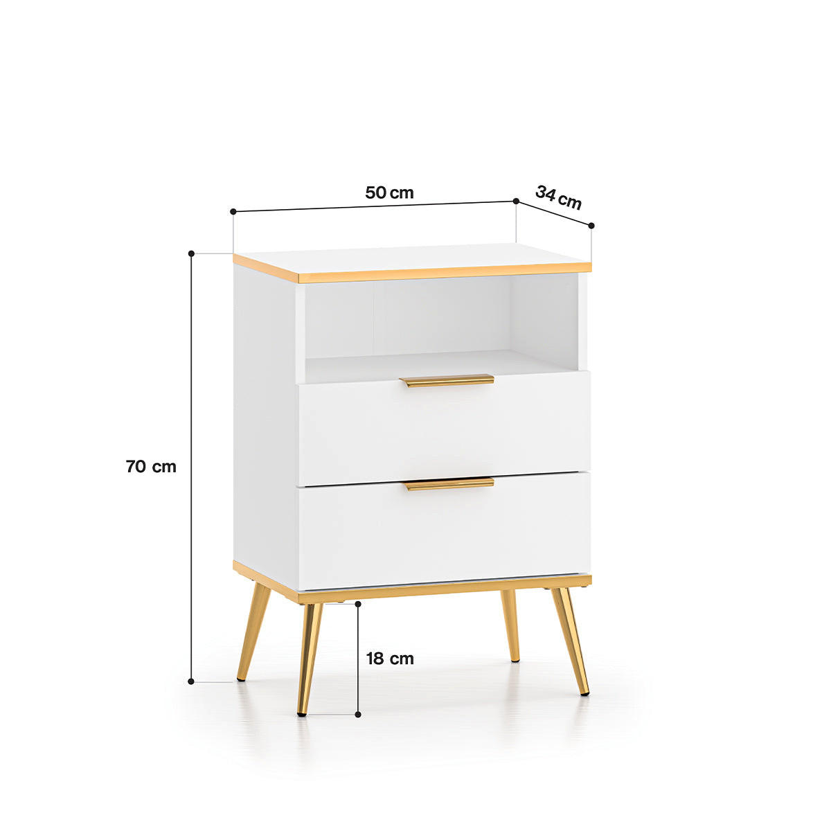 NACHTTISCH Zora Weiß - Weiß, Holzwerkstoff (50/70/34cm) - Petits-meubles